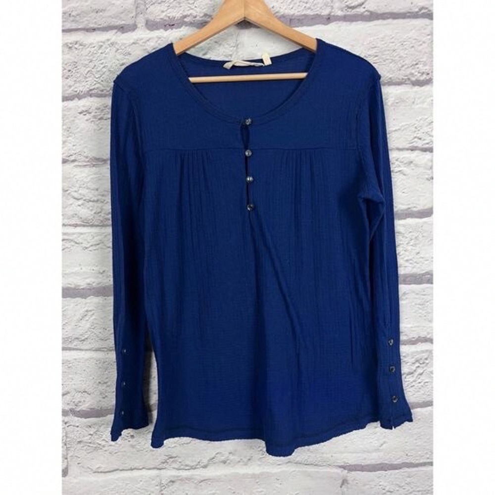 Soft Surroundings Navy Button-Down Shirt